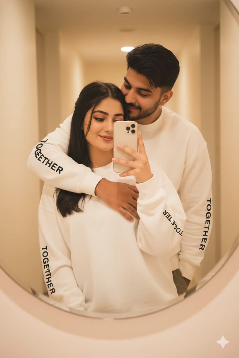 A young Couple taking a mirror Selfie